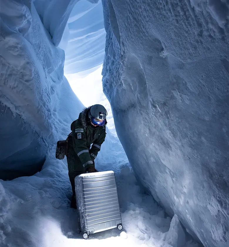 Suitcase in ice cave