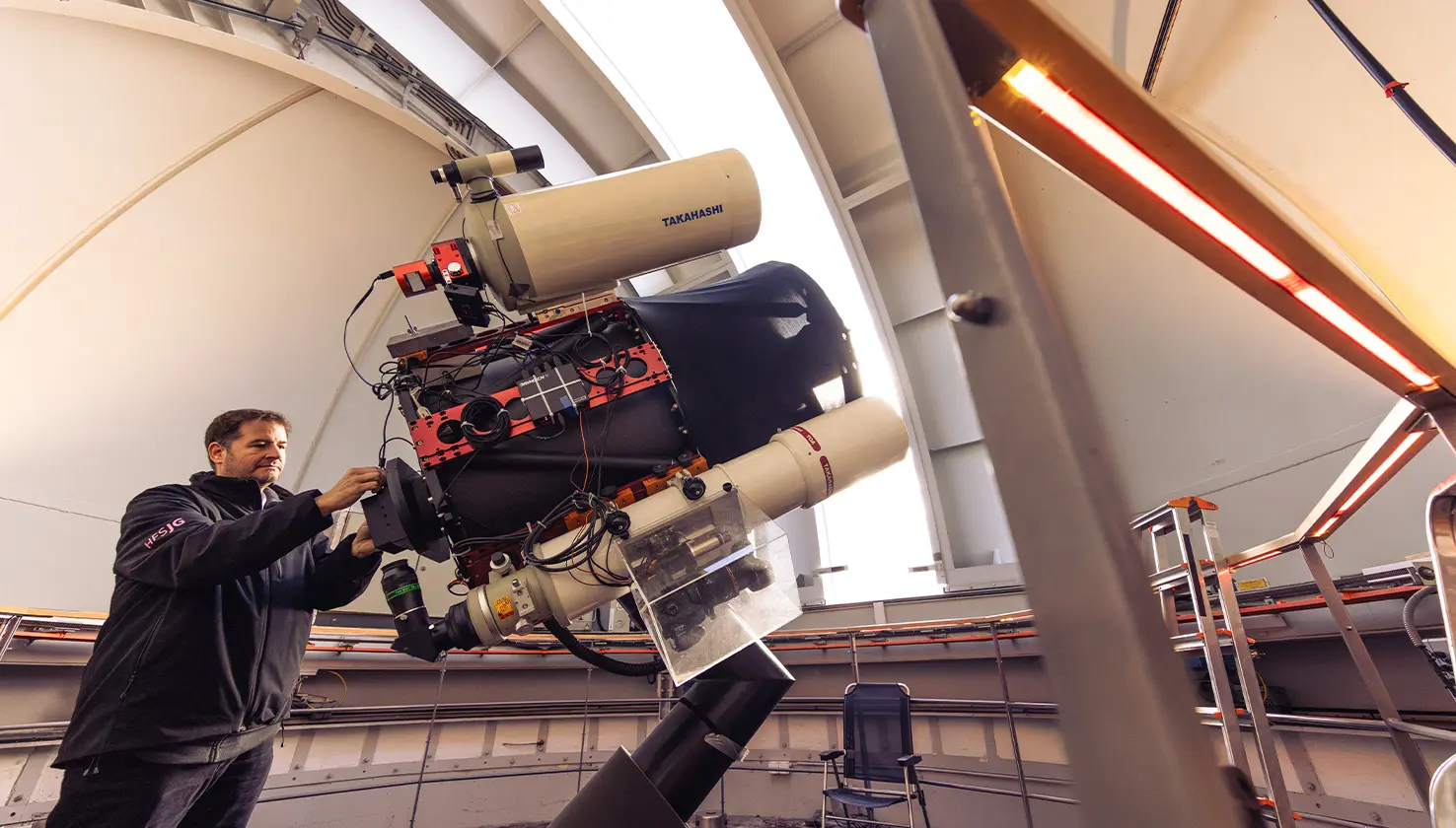 Telescope in the observatory