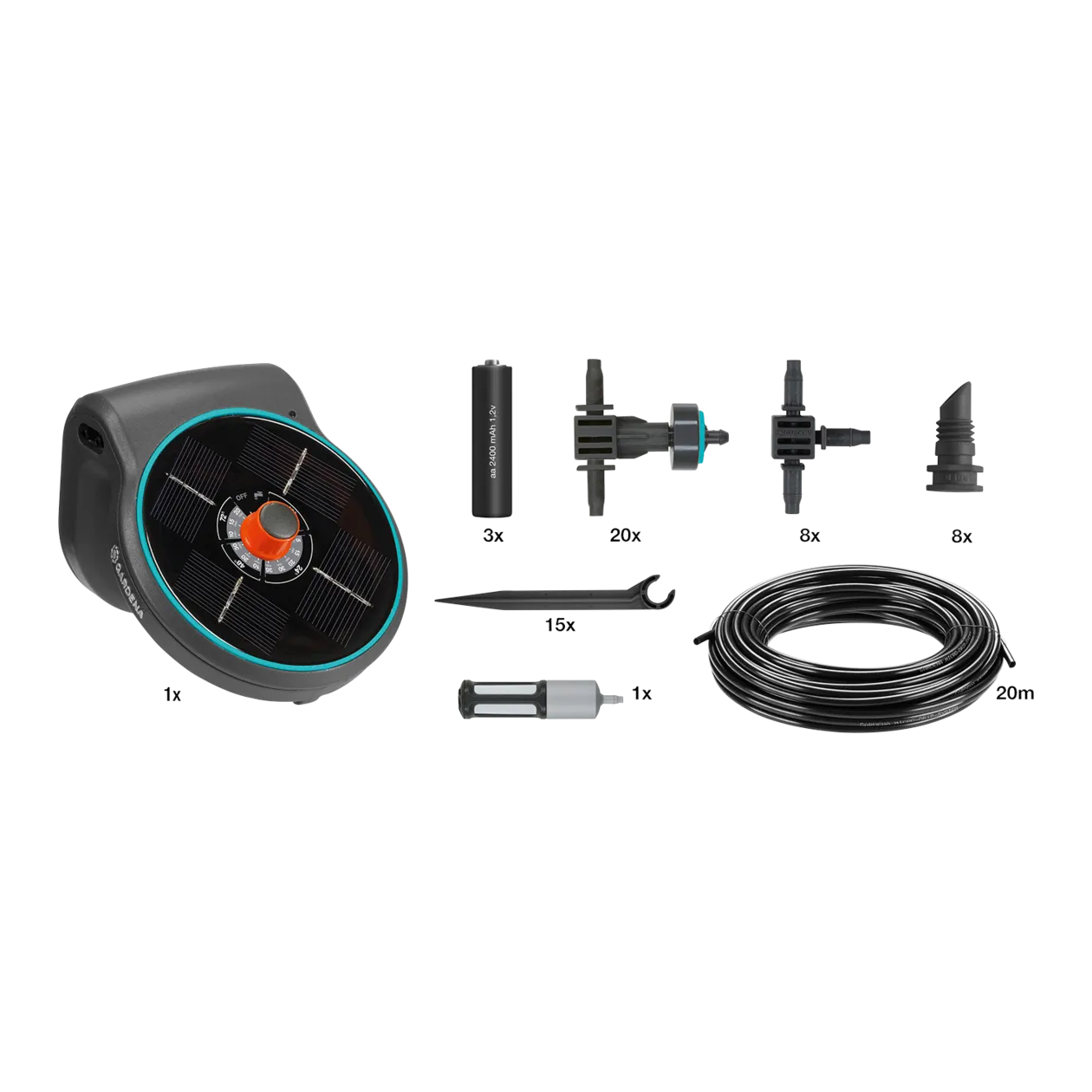 GARDENA AquaBloom Set di irrigazione a energia solare, antracite