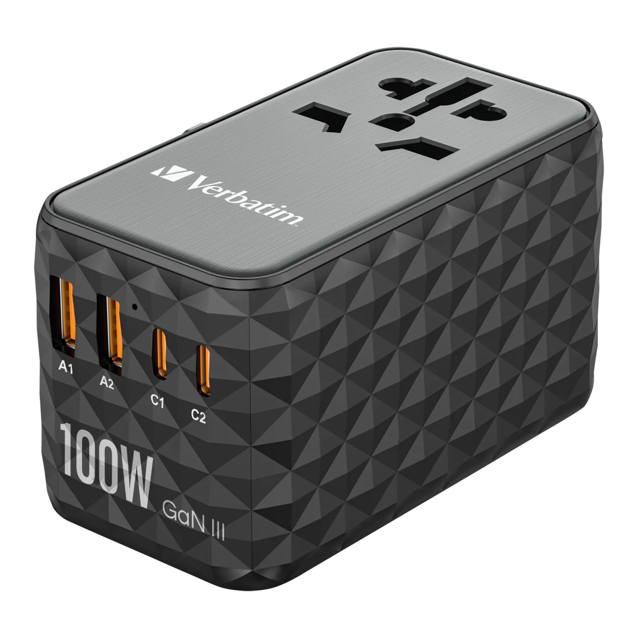 Verbatim GaN III Universal Travel Adapter, 100 W, Grey