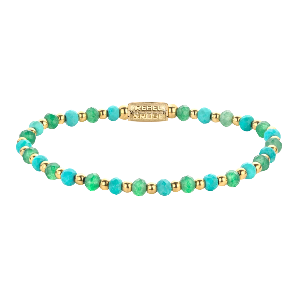 Rebel & Rose Blue Green Adventure Ladies' Bracelet, M, Turquoise/Green/Gold-Coloured