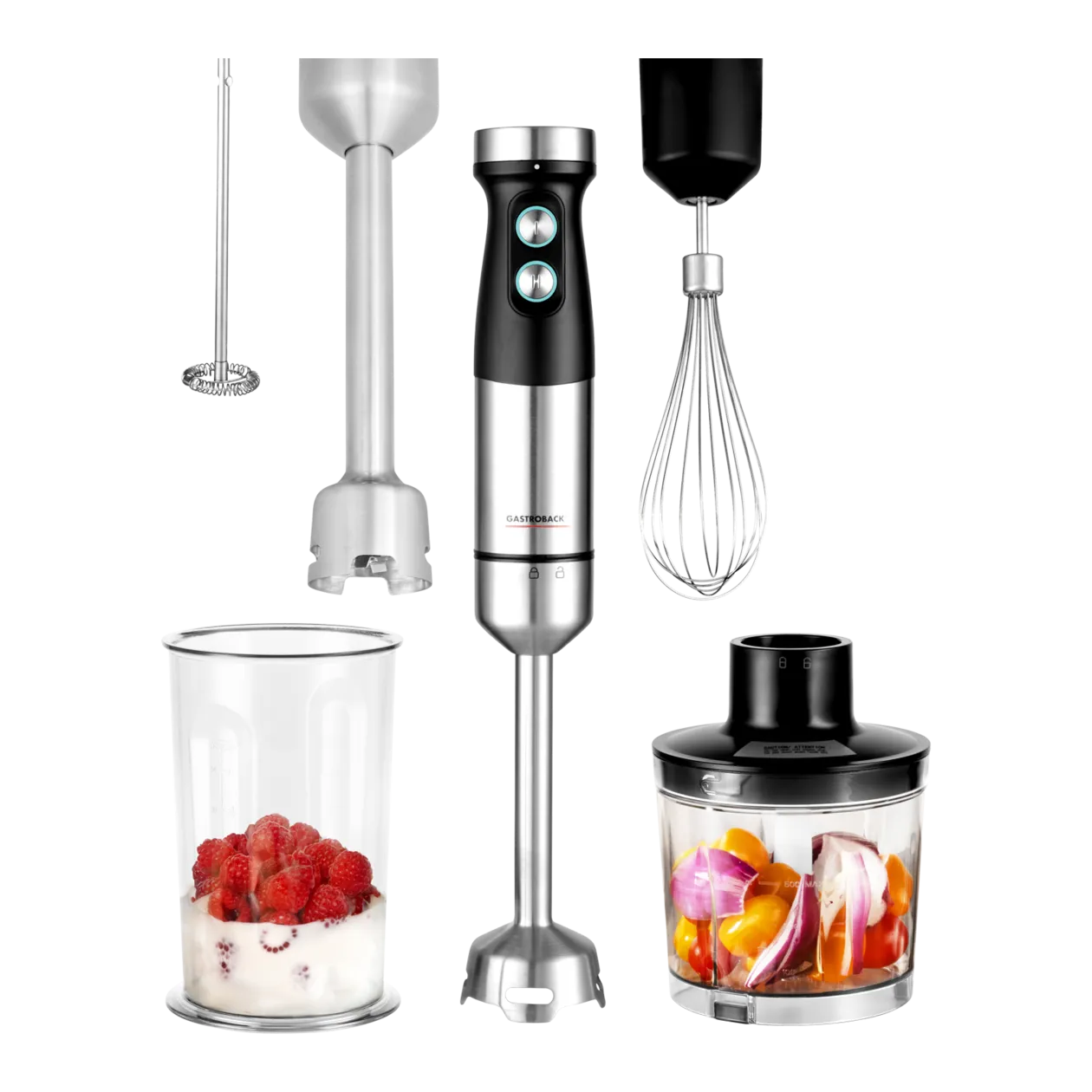 Gastroback Design Power 5-in-1-Stabmixer-Set, Edelstahl/Schwarz