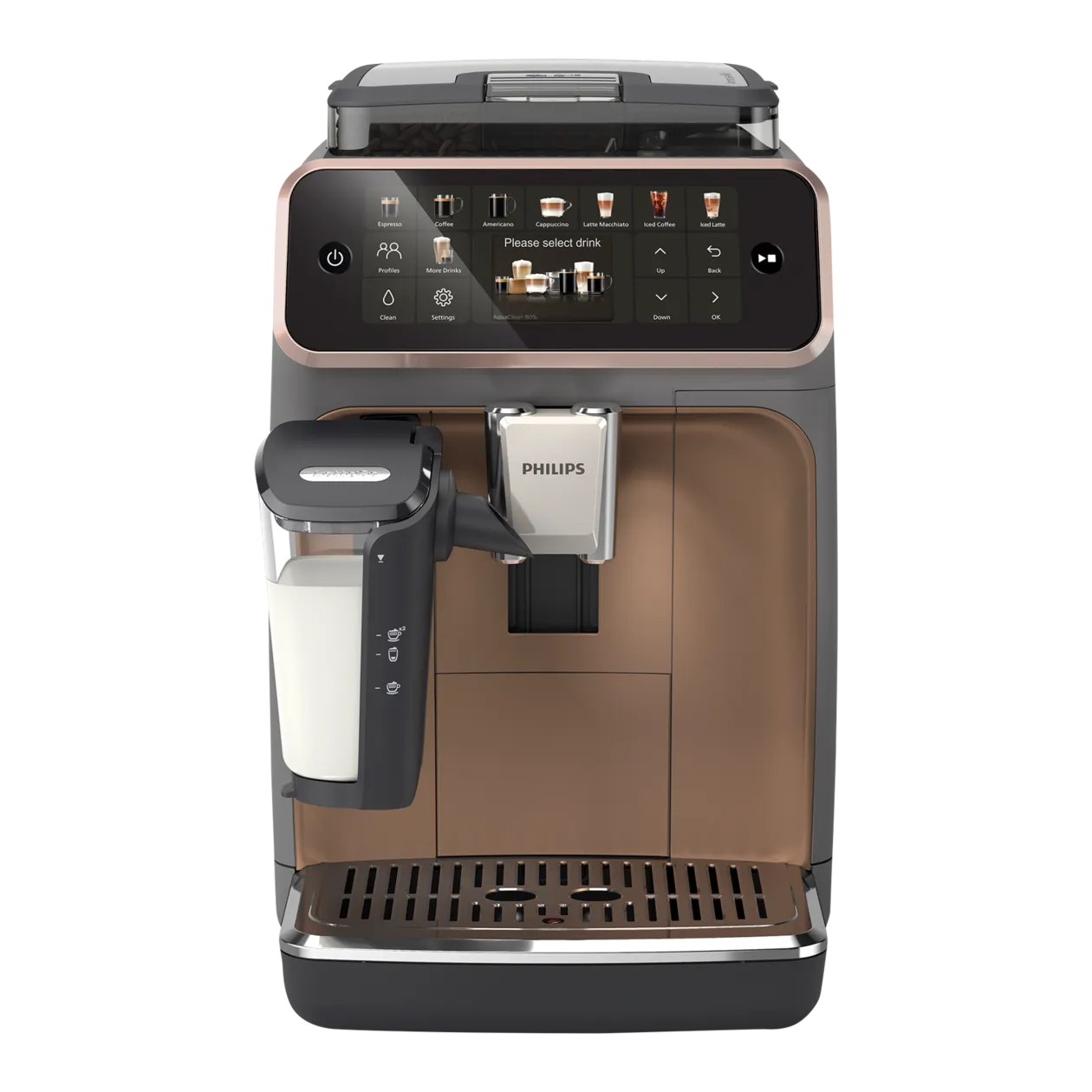 Philips LatteGo 5500 Series Automatic Coffee Machine, Rose Gold / Dark Grey