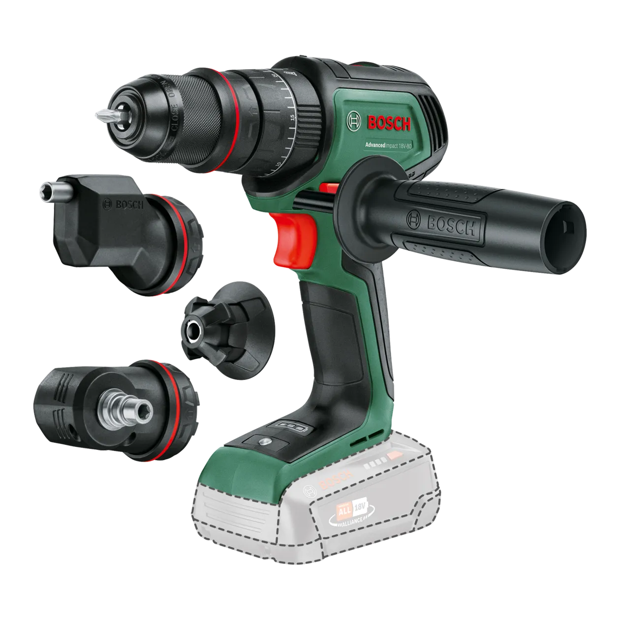 Bosch AdvancedImpact 18V-80 QuickSnap Cordless Impact Drill, Classic Green