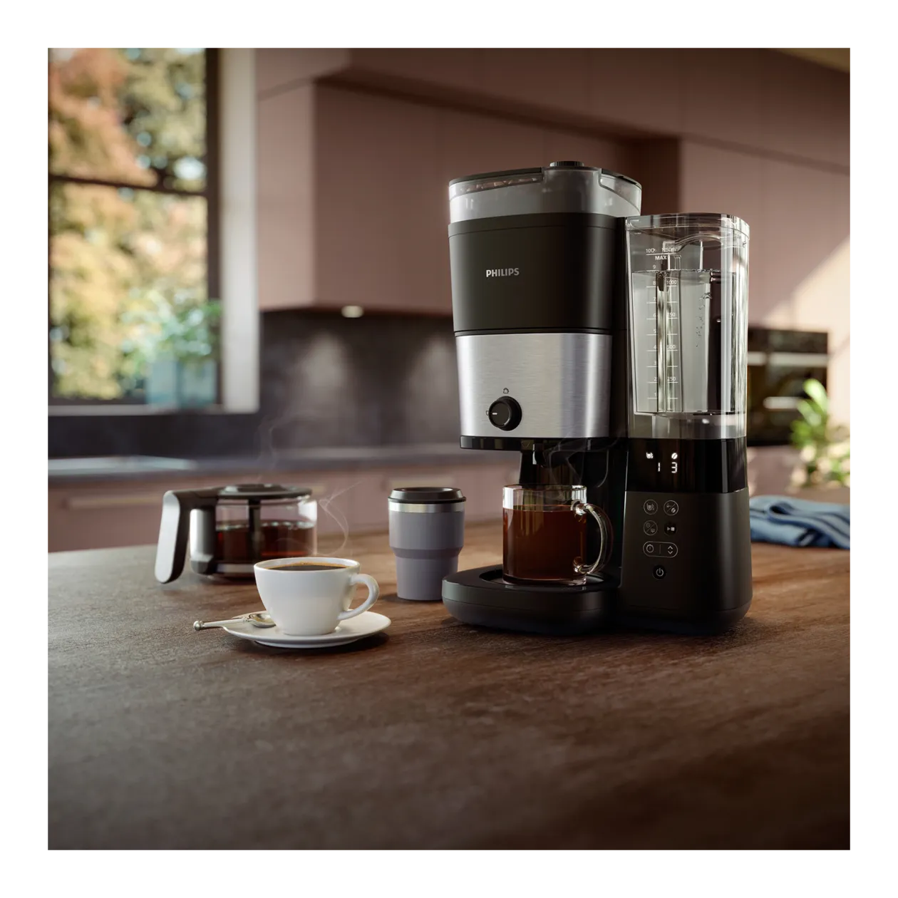 Philips All-in-1 Brew Filterkaffeemaschine, Schwarz/Edelstahl