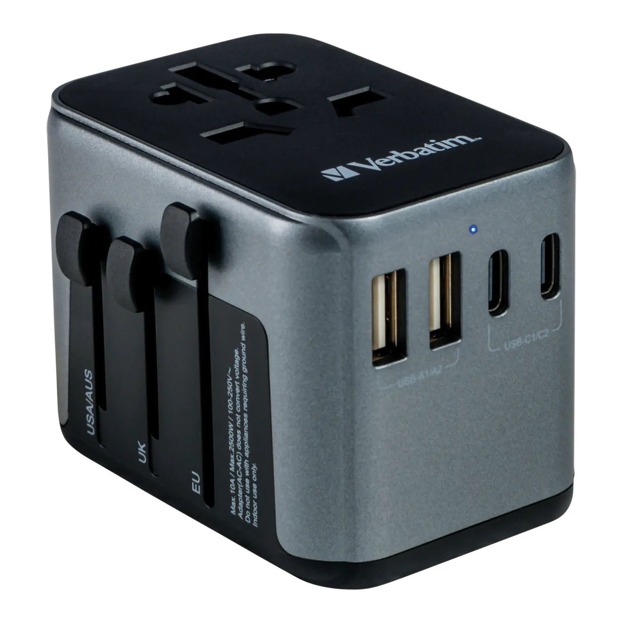 Verbatim Universal Travel Adapter, 30 W, Grey