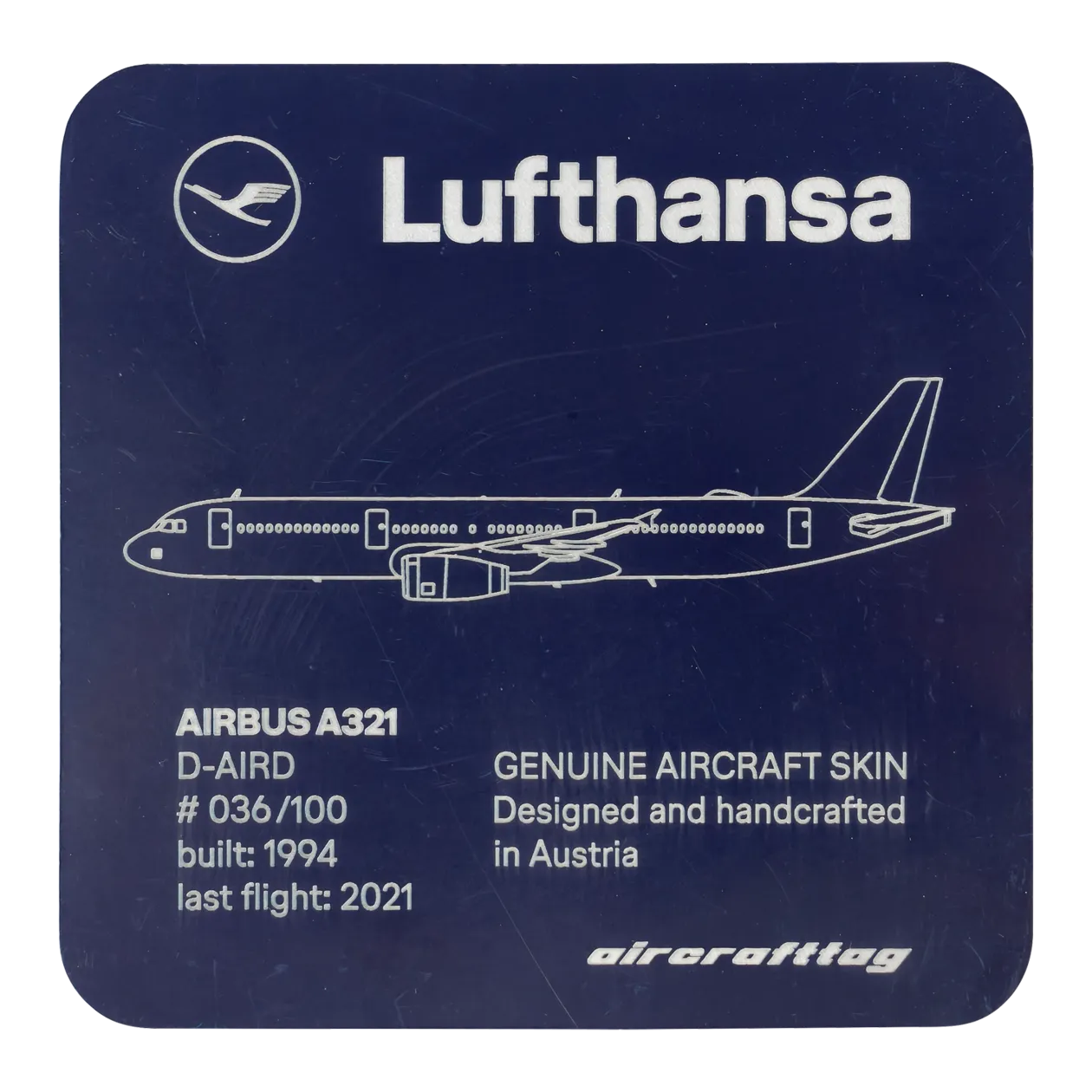 Lufthansa Upcycling Collection A321-131 D-AIRD Coaster, Blue