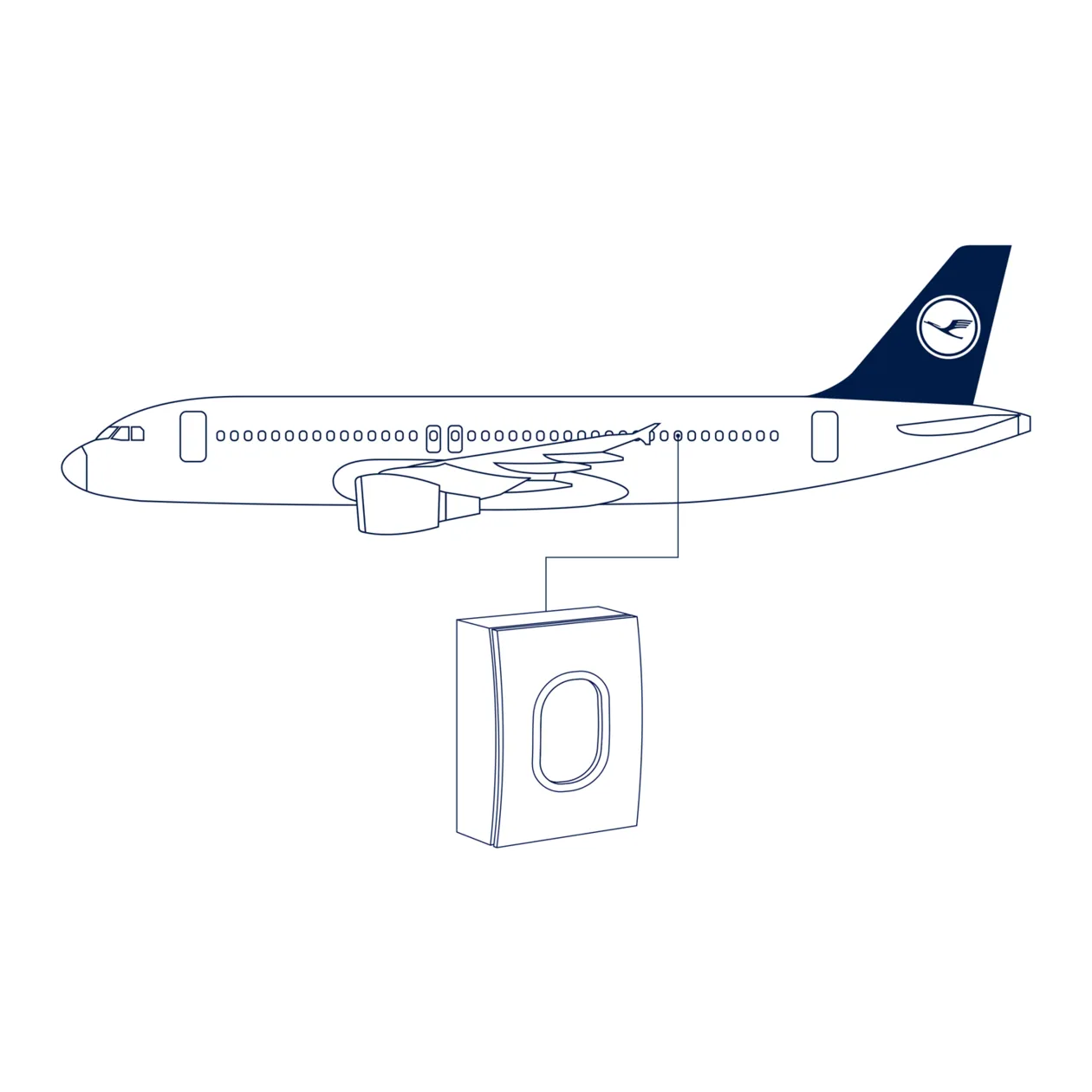 Lufthansa Upcycling Collection A320-211 D-AIPL Pensile con specchio, bianco