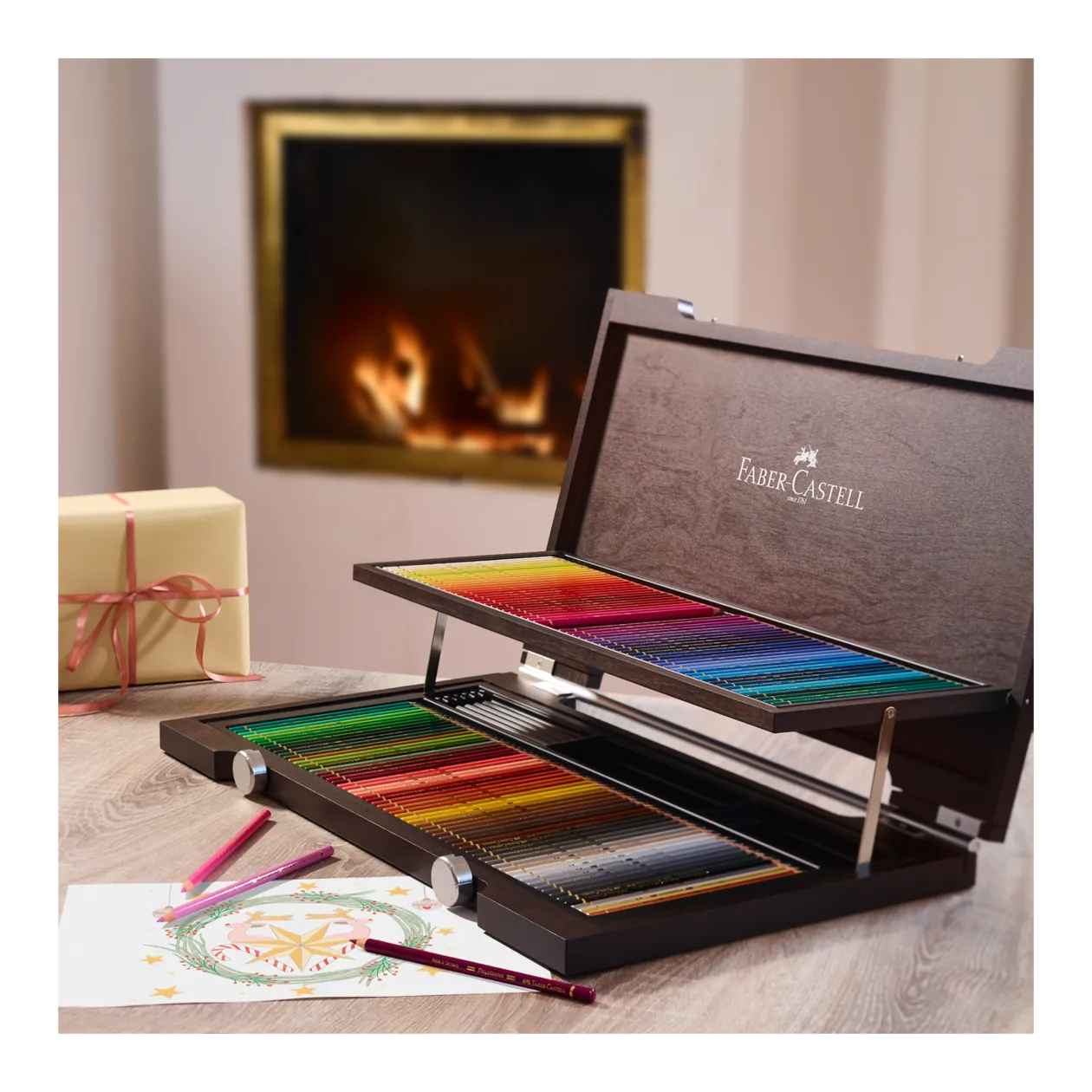 Faber-Castell Polychromos Crayons de couleur pour artistes dans un coffret en bois, 120 pièces