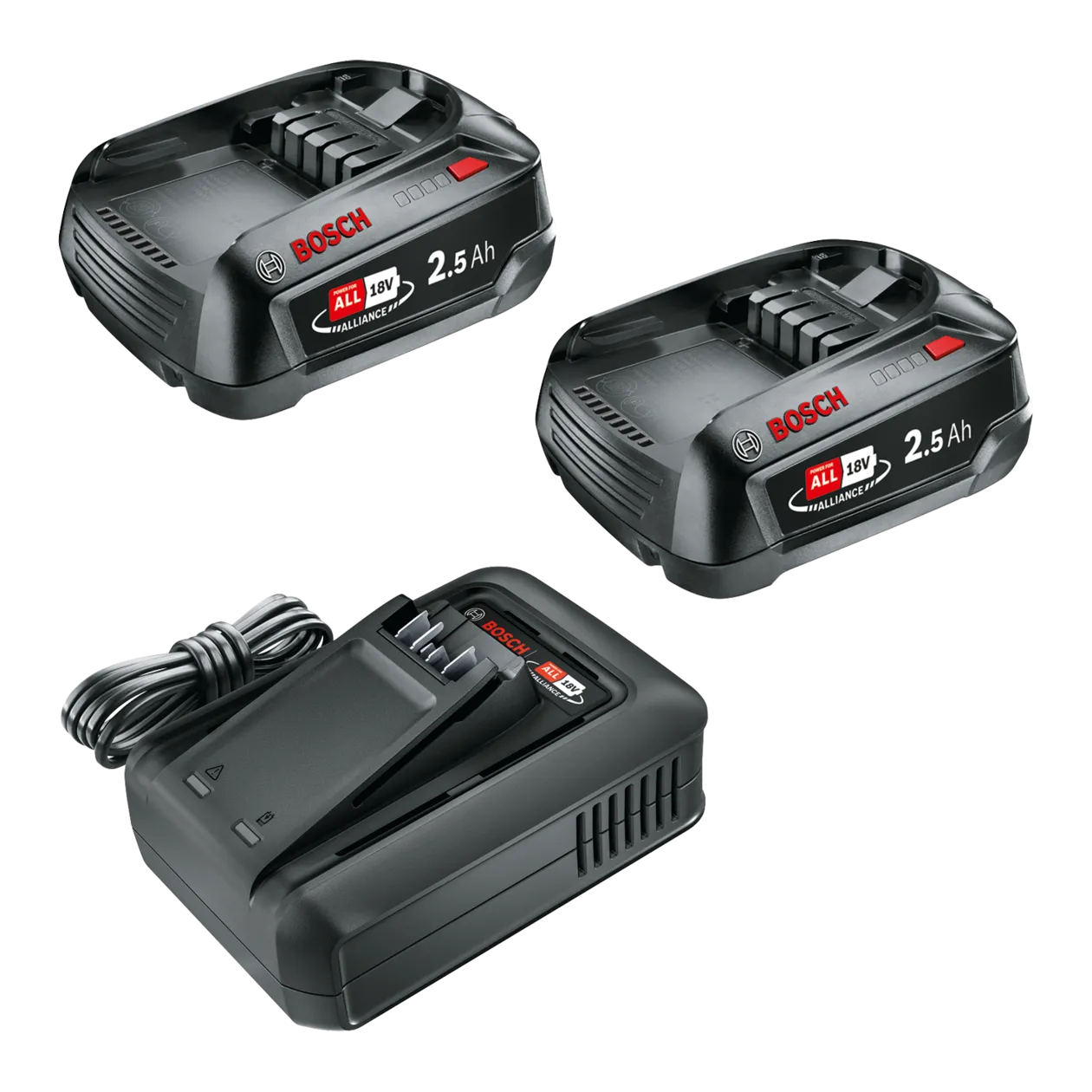 Bosch Set de base 18V batterie + chargeur, 3 pièces, noir