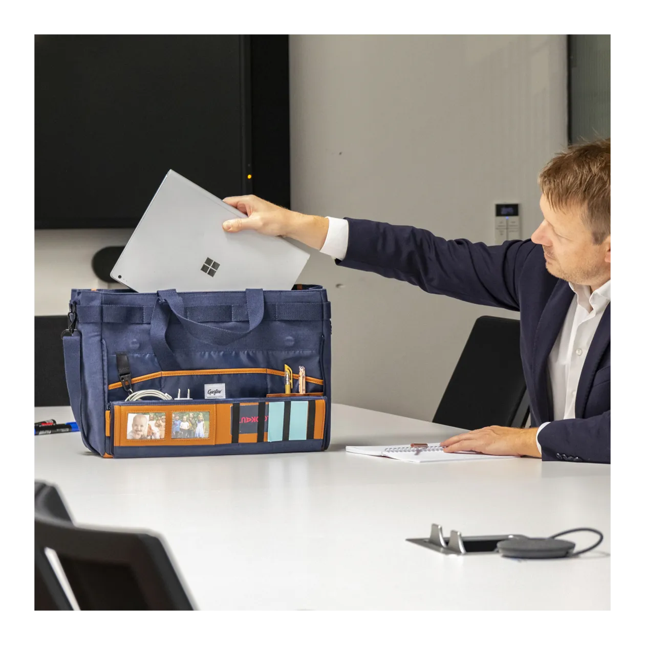 Gustav DeskMate Laptop Case, Navy Blue