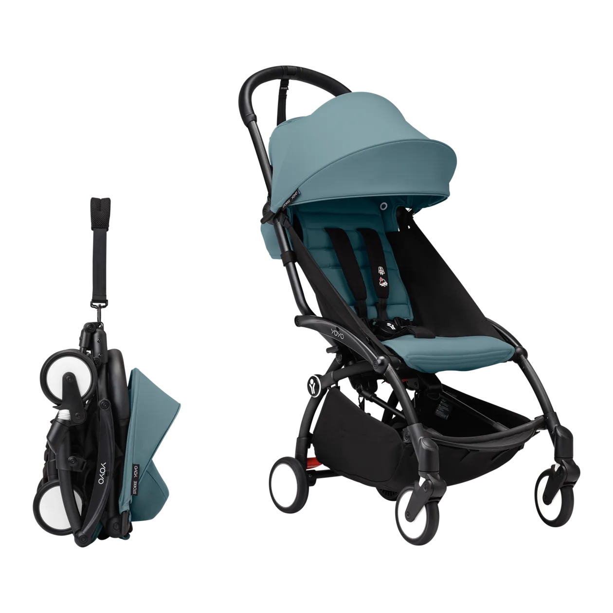 Stokke® YOYO3 Kinderwagen + 6+-Textilset, Aqua