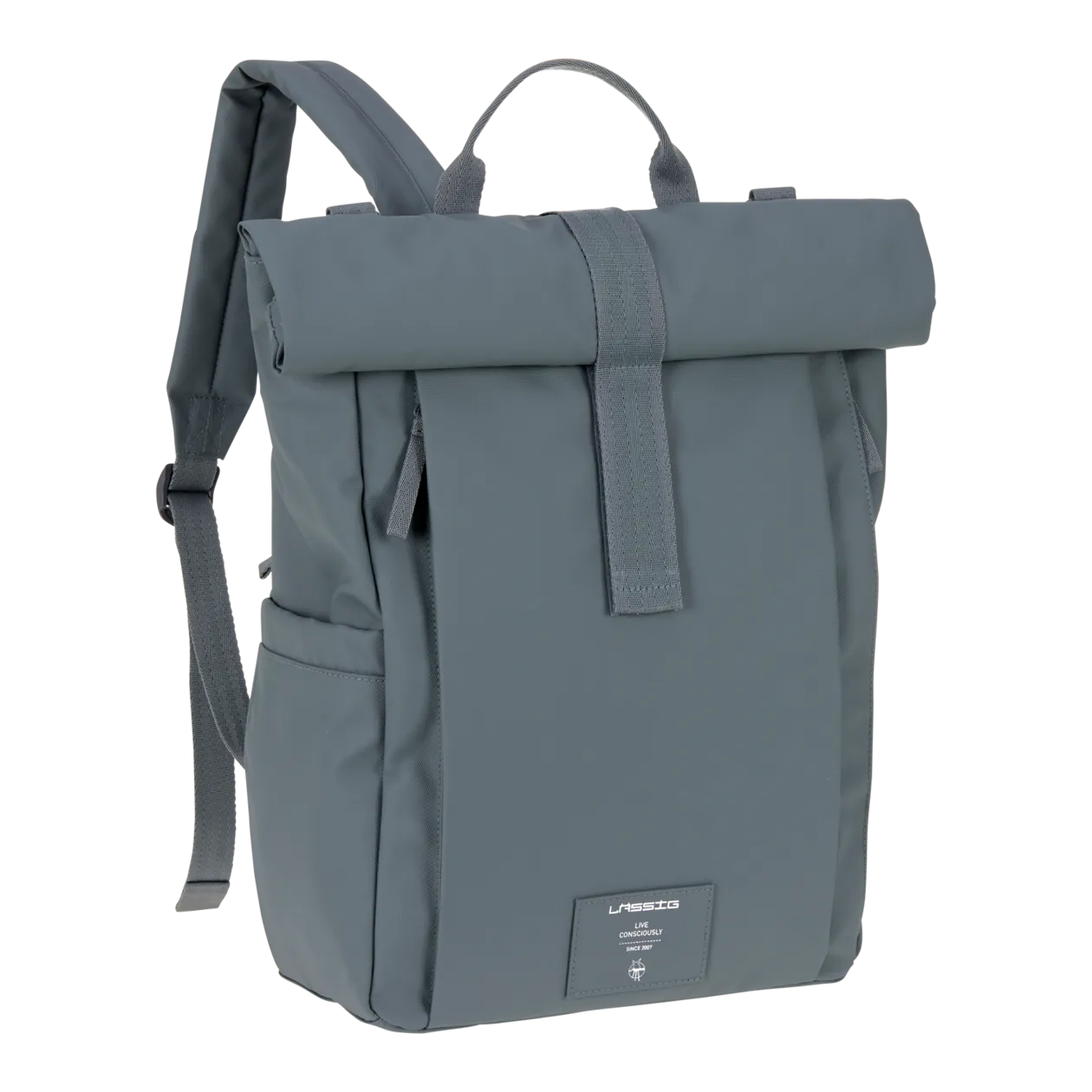 LÄSSIG Rolltop Up Sac à dos à langer, anthracite