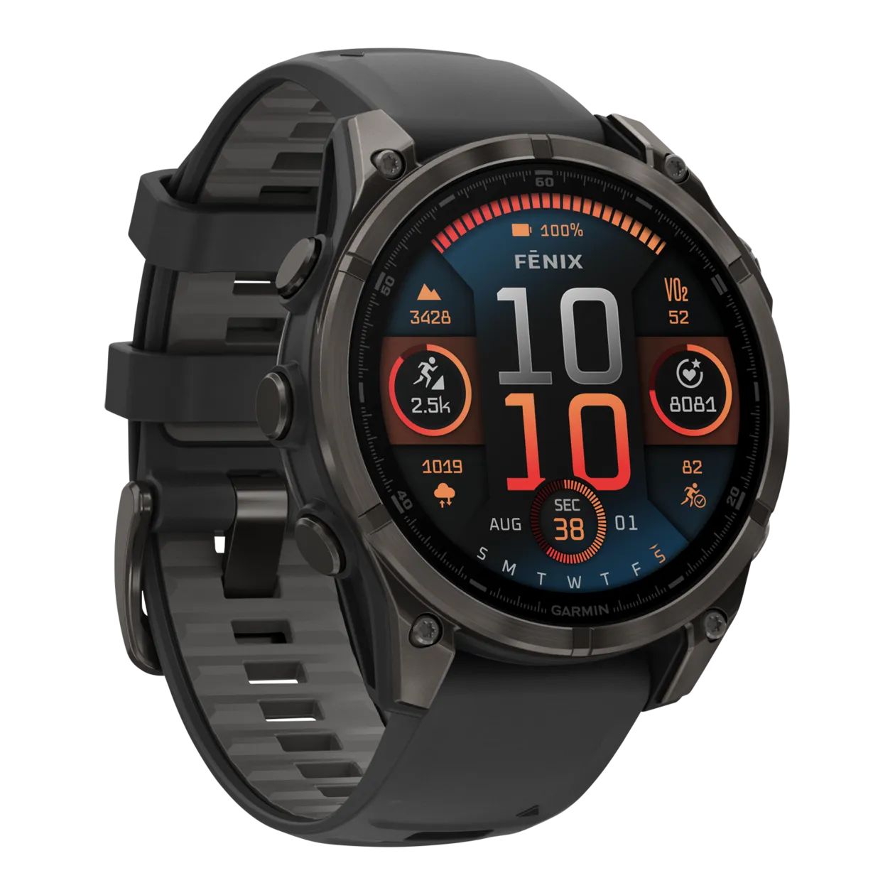 Garmin fēnix® 8 Sapphire GPS Multisport Smartwatch, Black / Carbon Grey Titanium