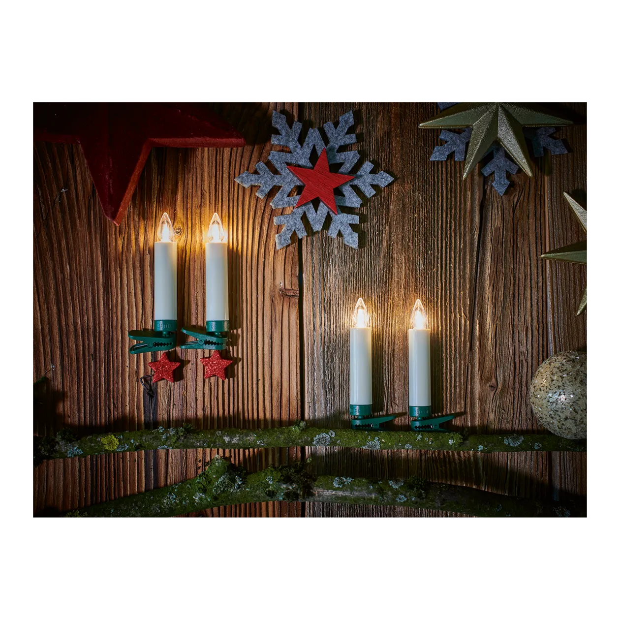 Krinner Lumix SuperLight Flame Candele per albero di Natale, set completo, Avorio