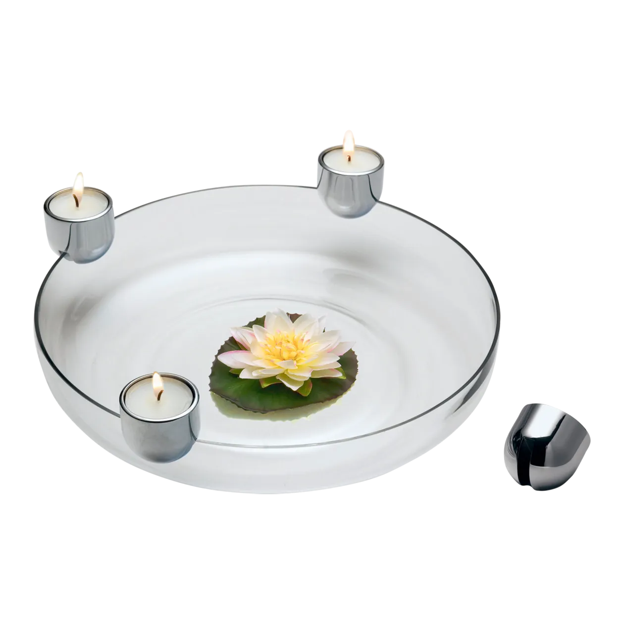 Philippi Arena Bowl with Tealight Holders, Silver