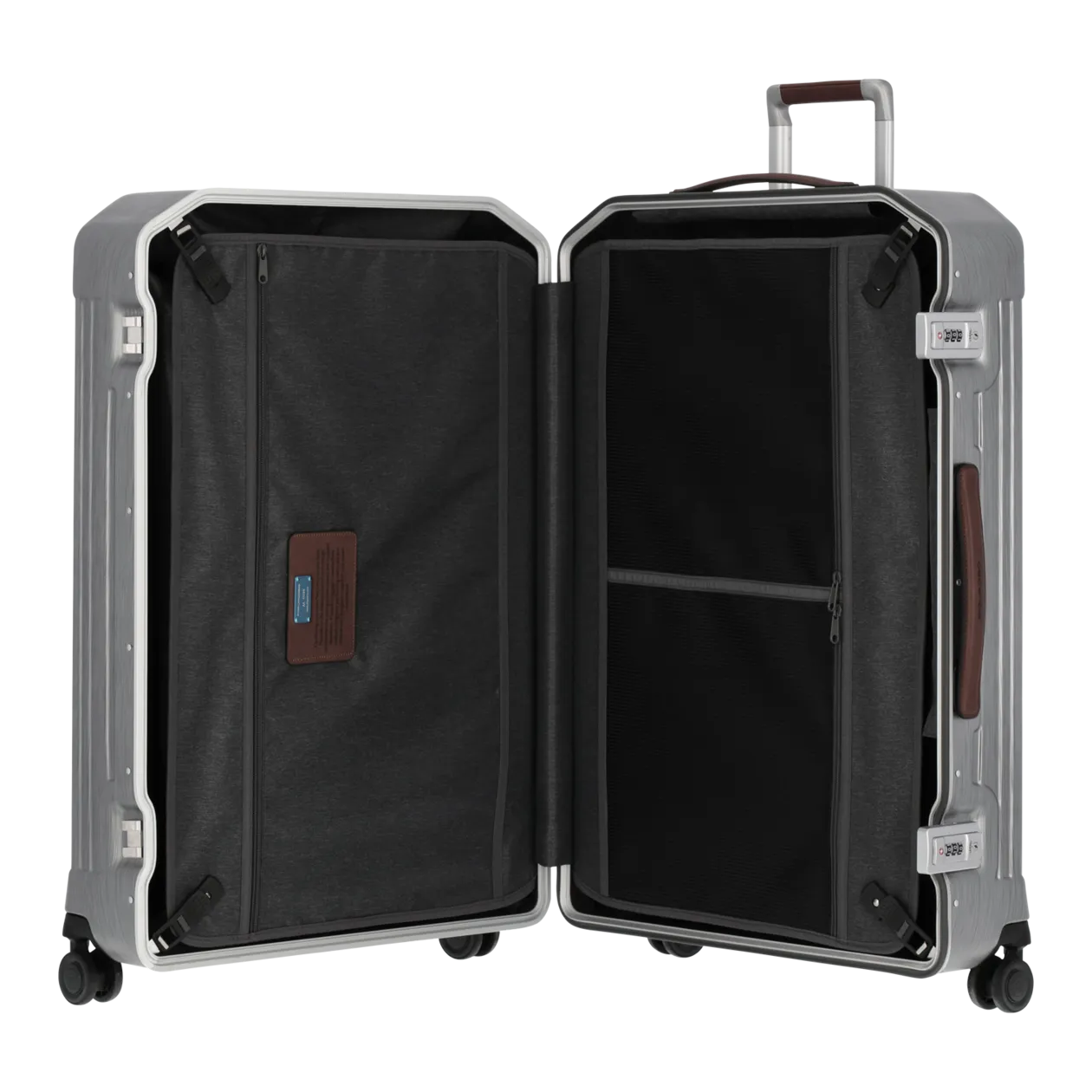 Piquadro Hard Shell Trolley L, Silver Grey/Cognac