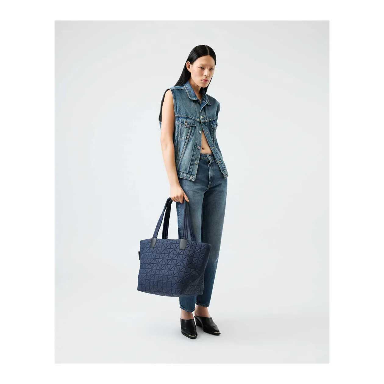 VEE COLLECTIVE Vee Tote Medium Cabas, Midnight Blue