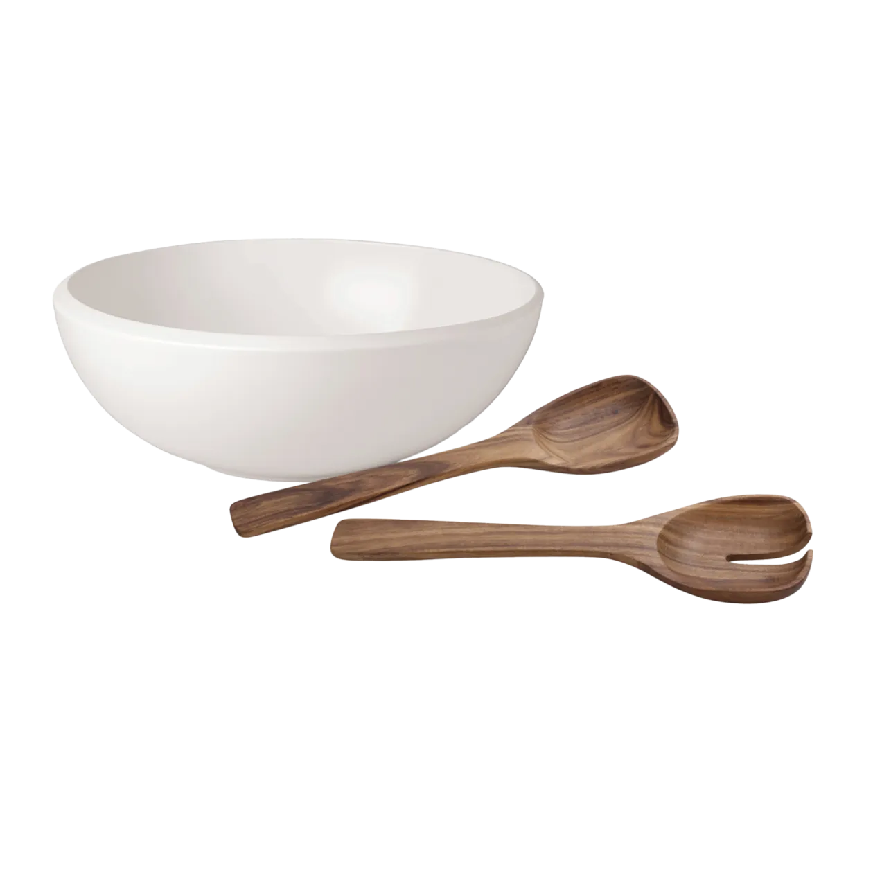 Villeroy & Boch NewMoon Salat-Set, 3-tlg., Weiß/Akazienholz