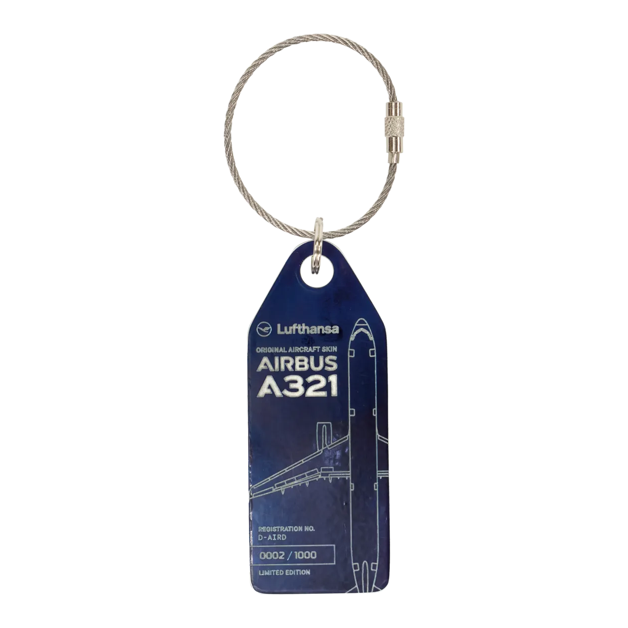 Lufthansa Upcycling Collection Airbus A321-131 D-AIRD Aviationtag Key Ring, Blue