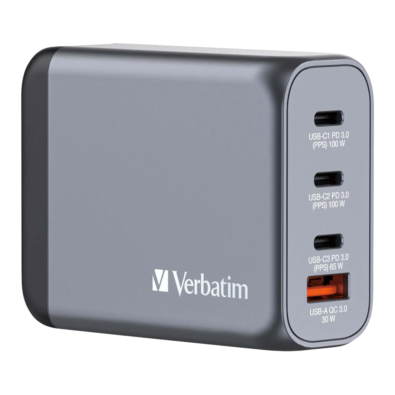 Verbatim GaN Charger, 100 W, Grey