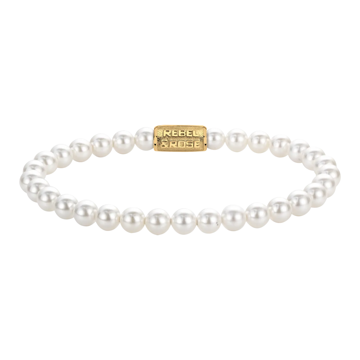 Rebel & Rose Pearl Gem Gold Bracelet pour femme, M, blanc/doré