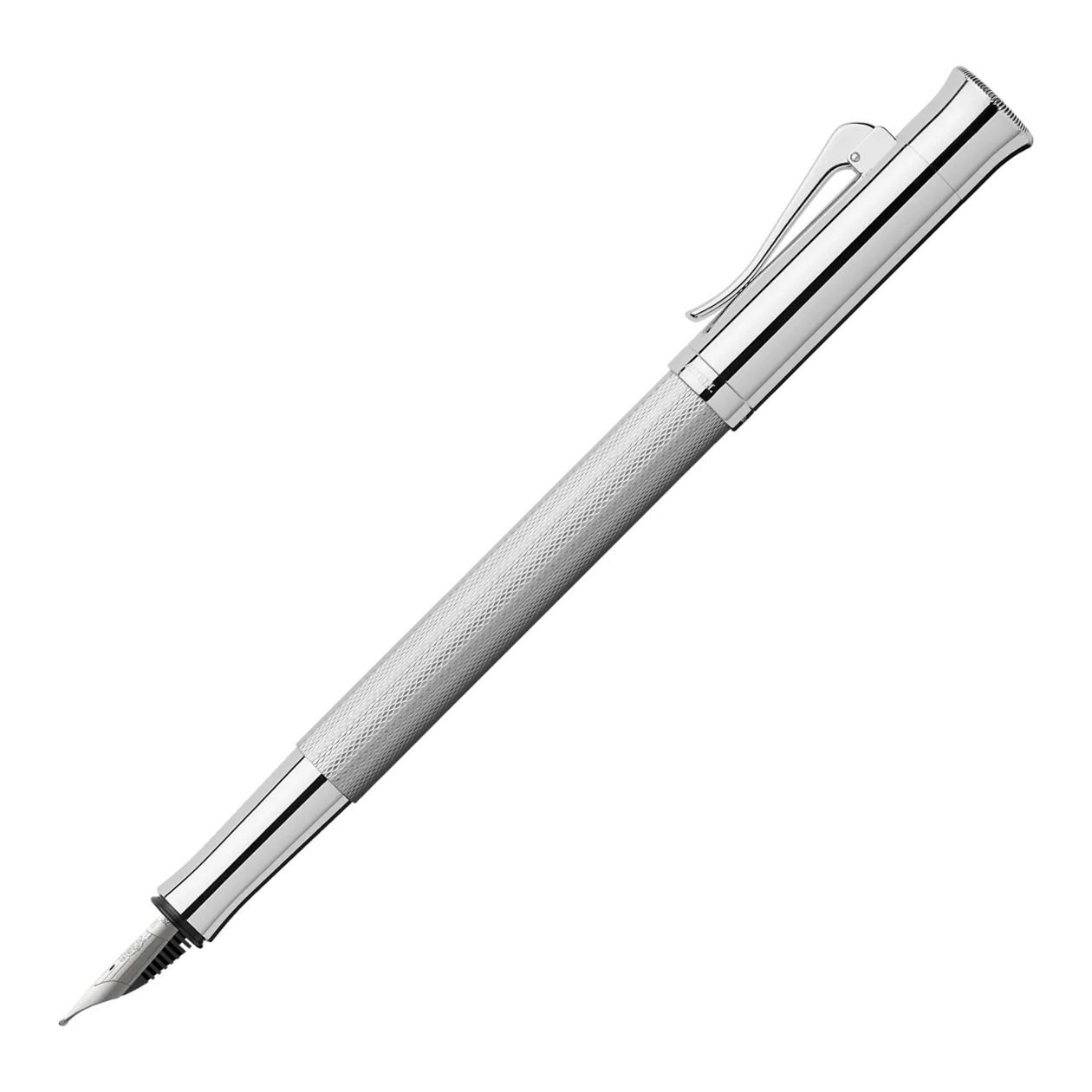 Graf von Faber-Castell Guilloche Rhodium Fountain Pen, Silver-Coloured