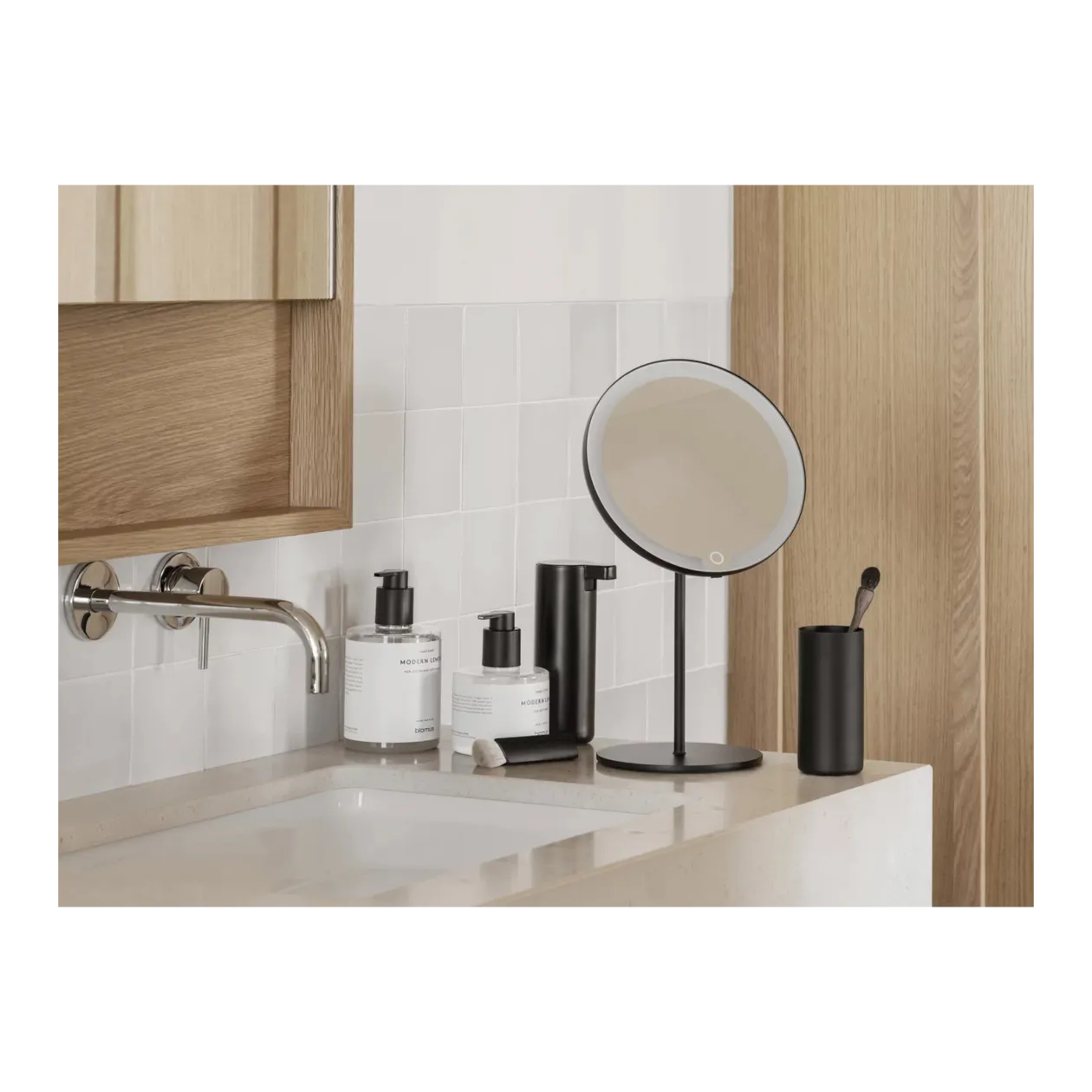 blomus MODO LED Cosmetic Mirror, Black