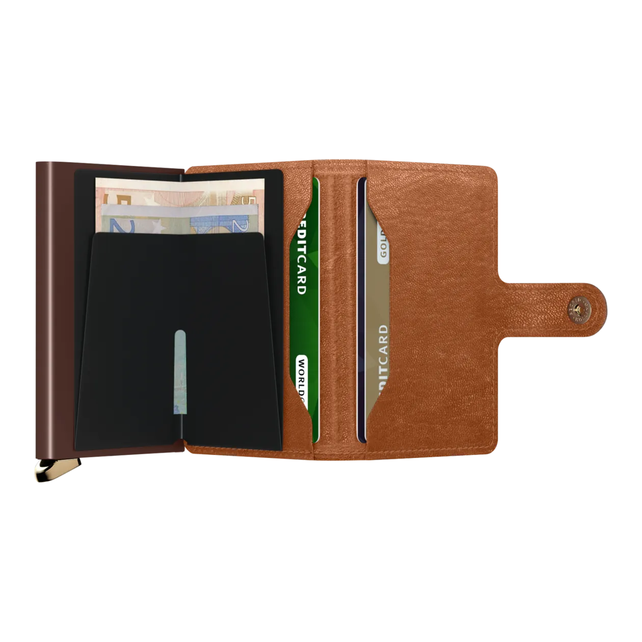 Secrid Miniwallet Emboss Lines Wallet, Cognac