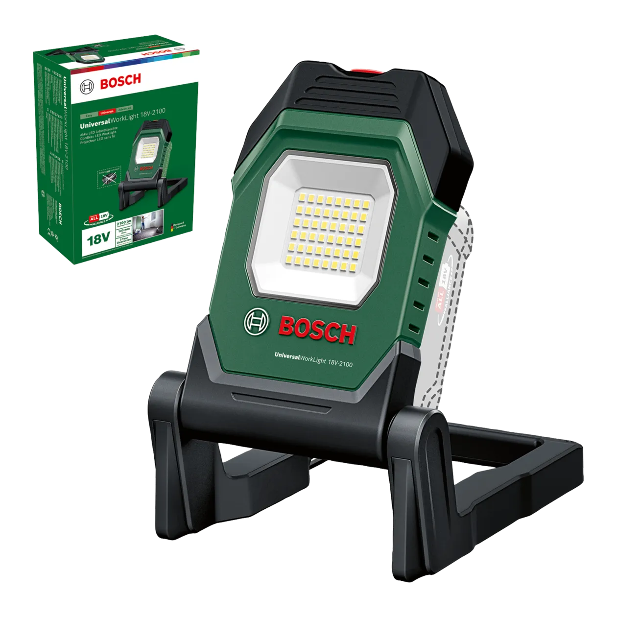 Bosch UniversalWorkLight 18V-2100 Projecteur, Classic Green