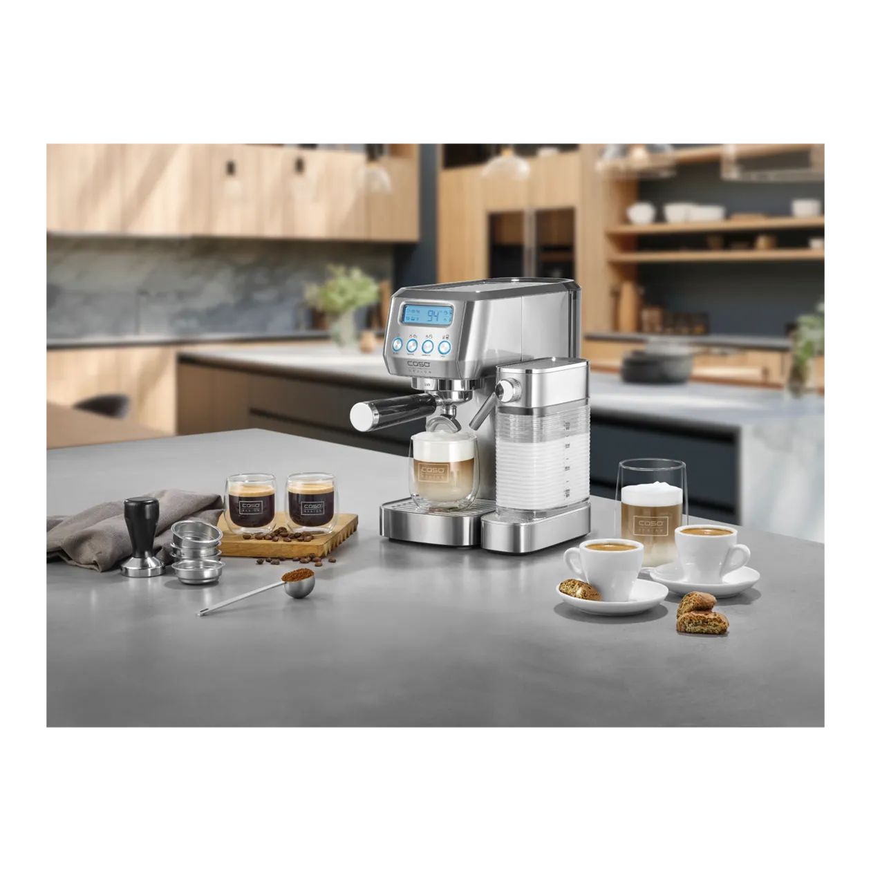 CASO Design Espresso Gourmet Latte Portafilter Machine, Stainless Steel