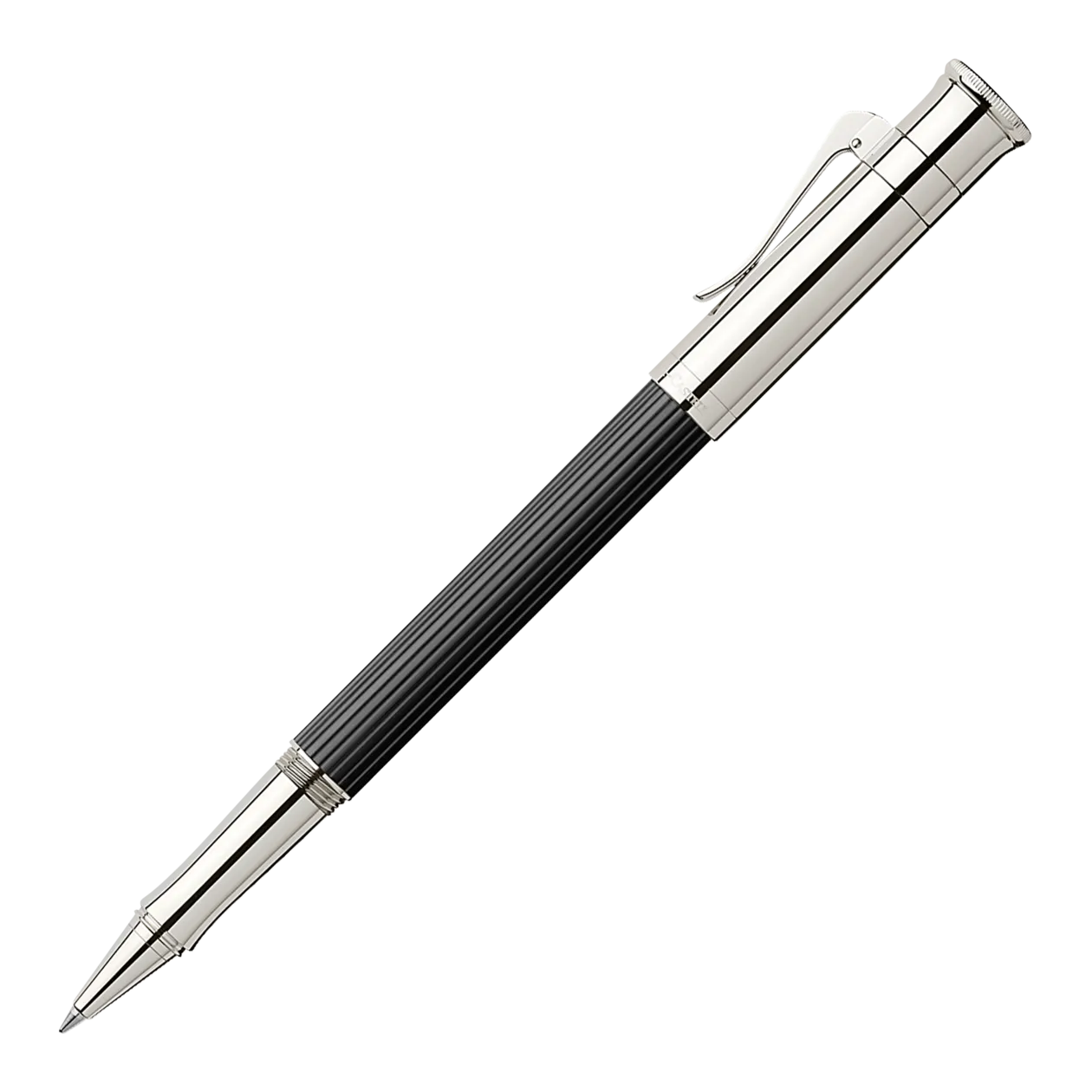 Graf von Faber-Castell Classic Ebony Rollerball Pen, Black / Platinum-Coloured