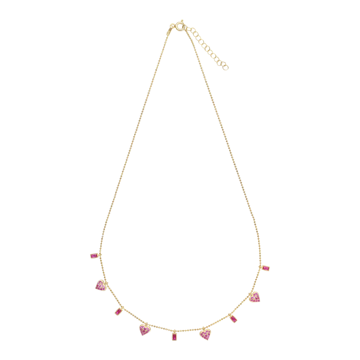 Marlay Pink Hearts Necklace, Gold-Coloured / Pink