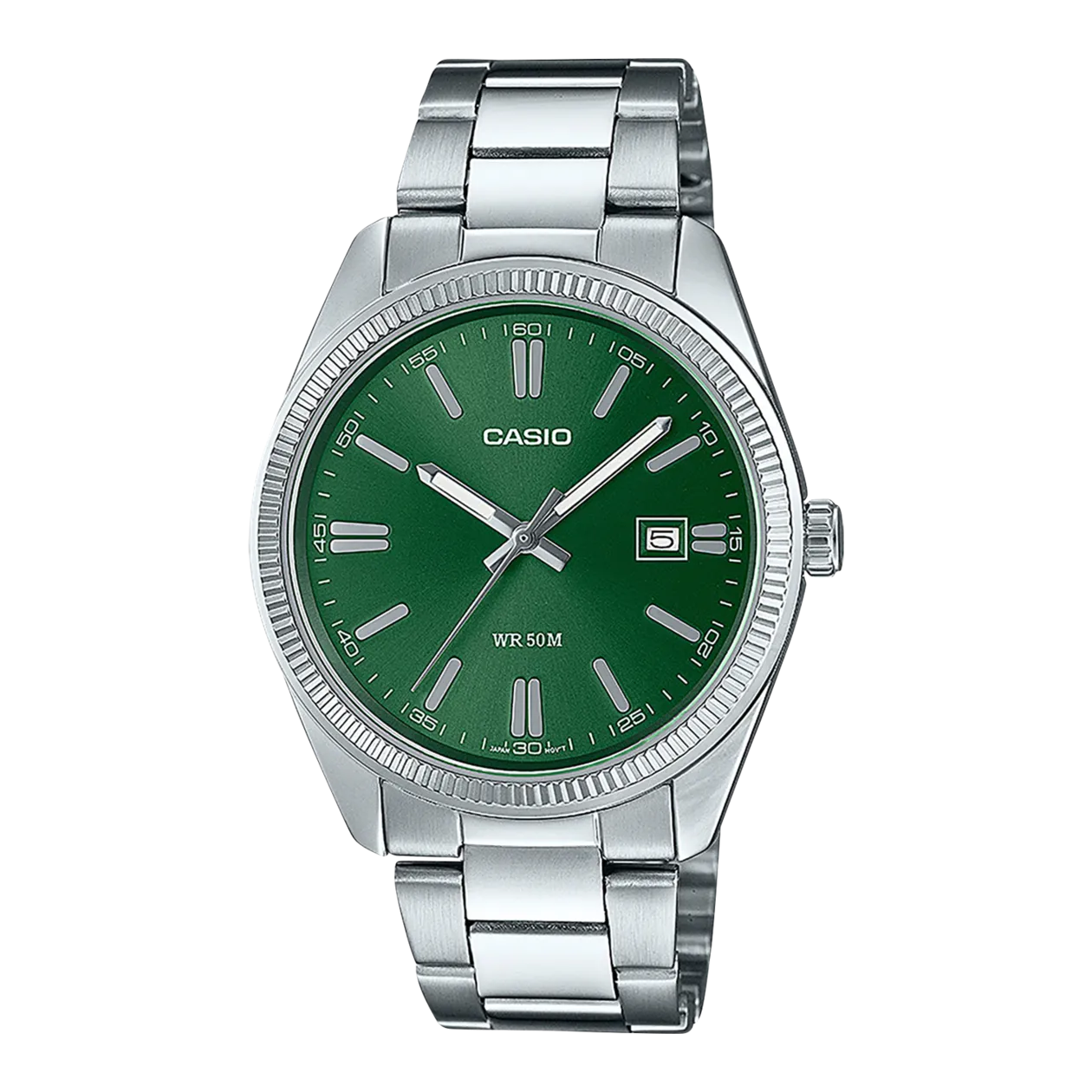 CASIO TIMELESS MTP-1302PD-3AVEF Wristwatch, Silver-Coloured / Green