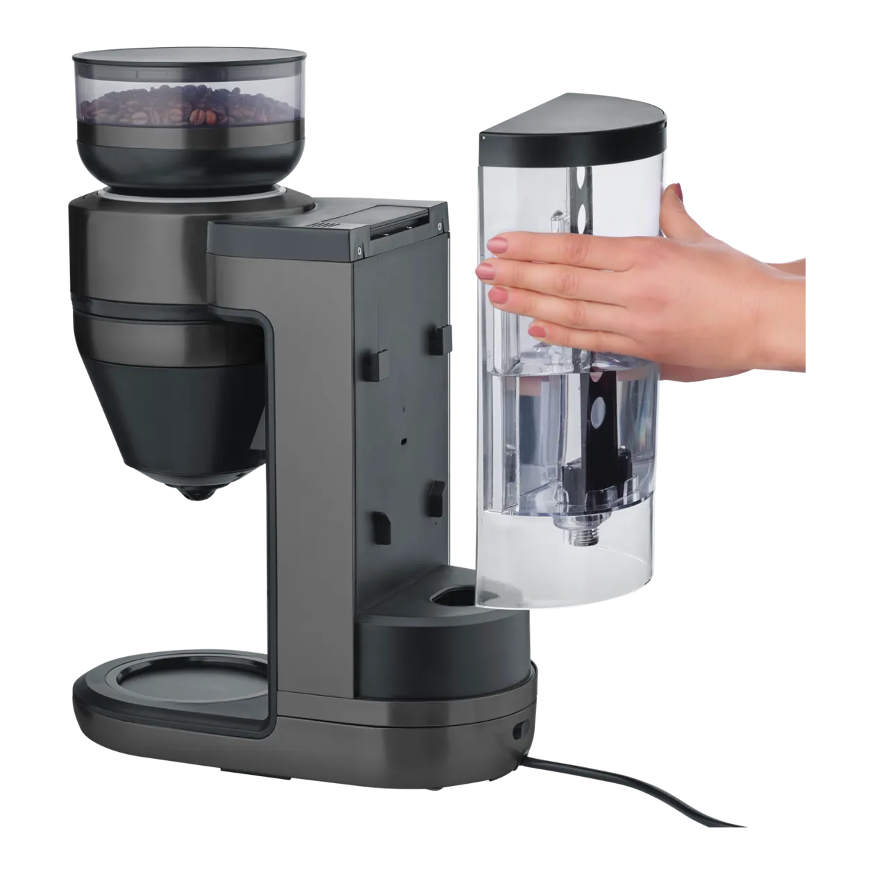 Severin FILKA Fully Automatic Filter Coffee Machine + To-Go Mug, Dark Inox