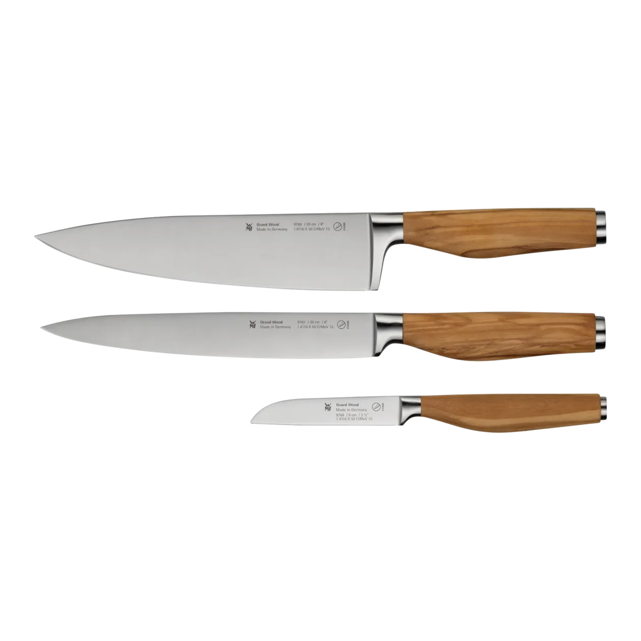 WMF Grand Wood Lot de couteaux, 3 pièces, argent