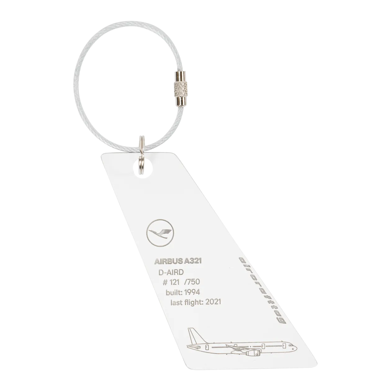 Lufthansa Upcycling Collection A321-131 D-AIRD Aircrafttag Key Ring, White