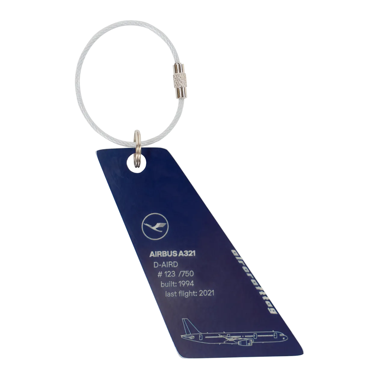 Lufthansa Upcycling Collection A321-131 D-AIRD Aircrafttag Key Ring, Blue