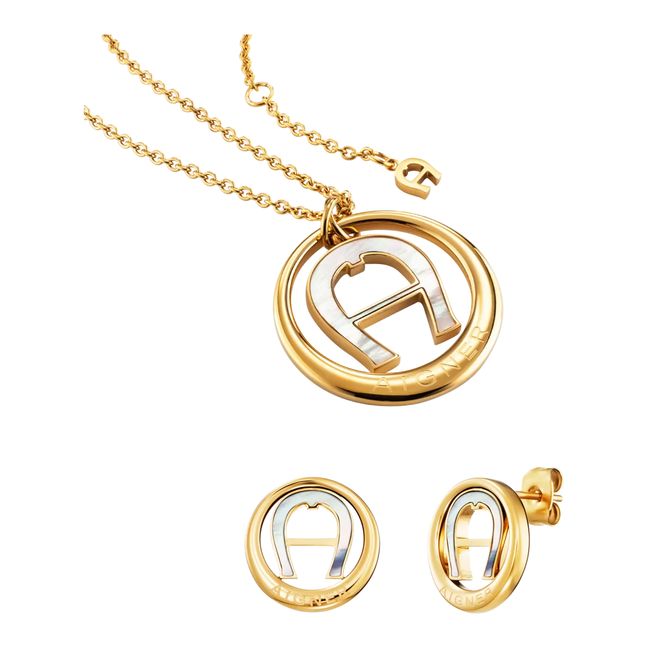 AIGNER Angelica Necklace + Ear Stud Set, Bicoloured