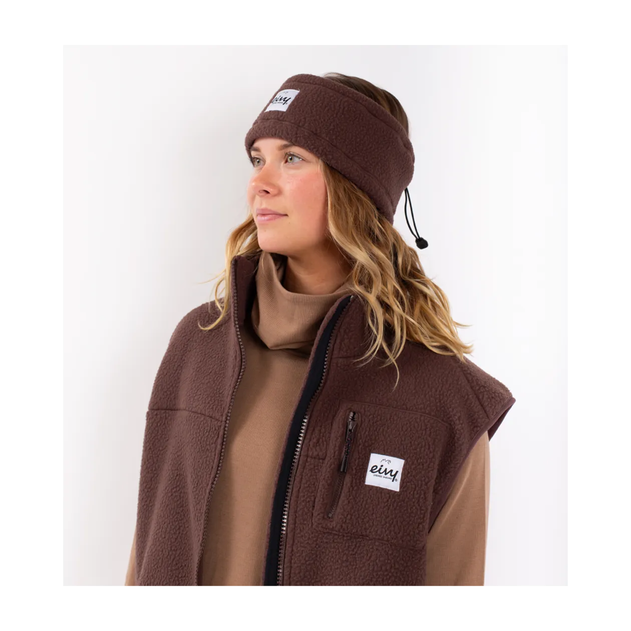 Eivy Throwback Sherpa Headband, Chocolate