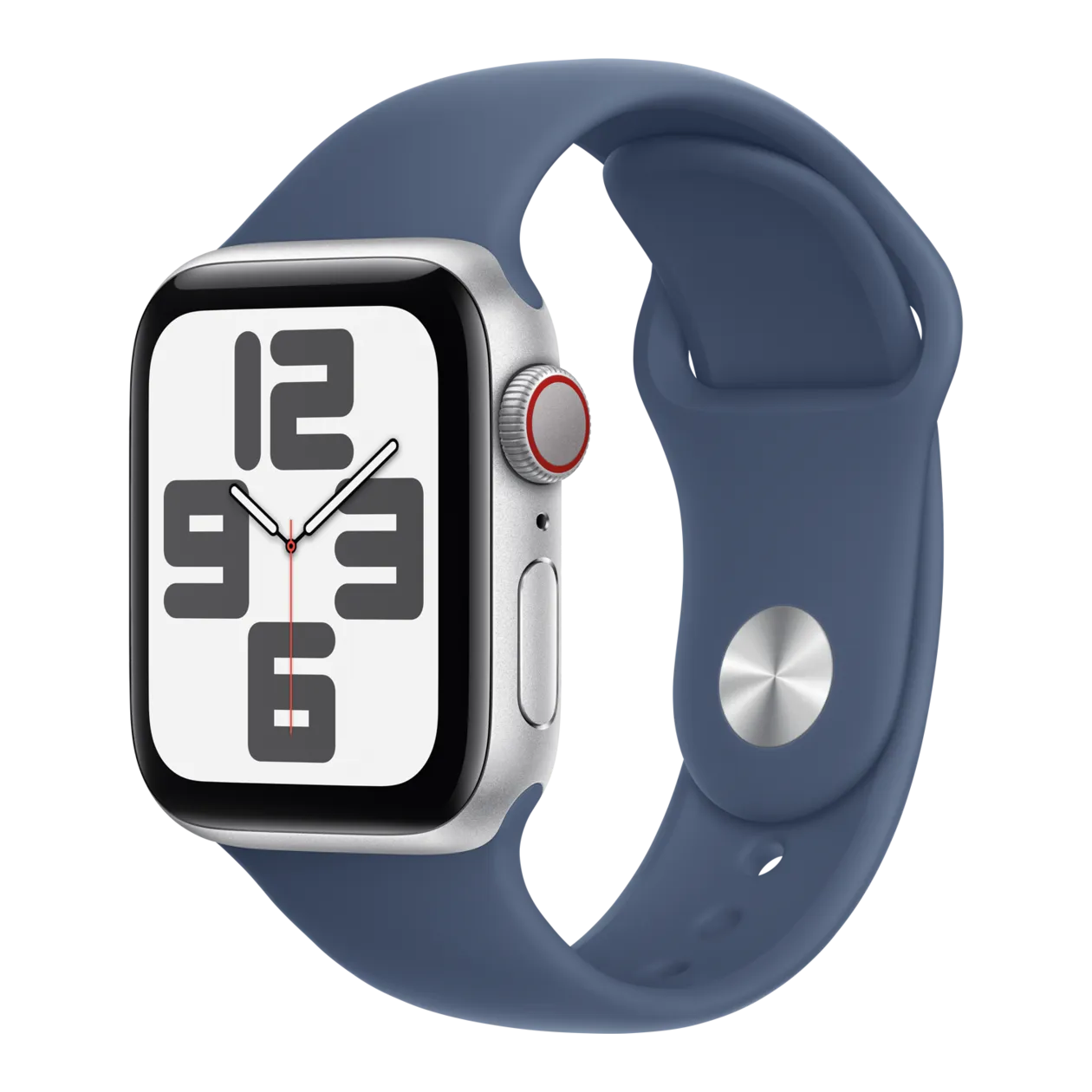 Apple Watch Series SE GPS + Cellular Smartwatch (2nd Generation) with Sport Band M/L, Aluminium, 44 mm, Silver Denim