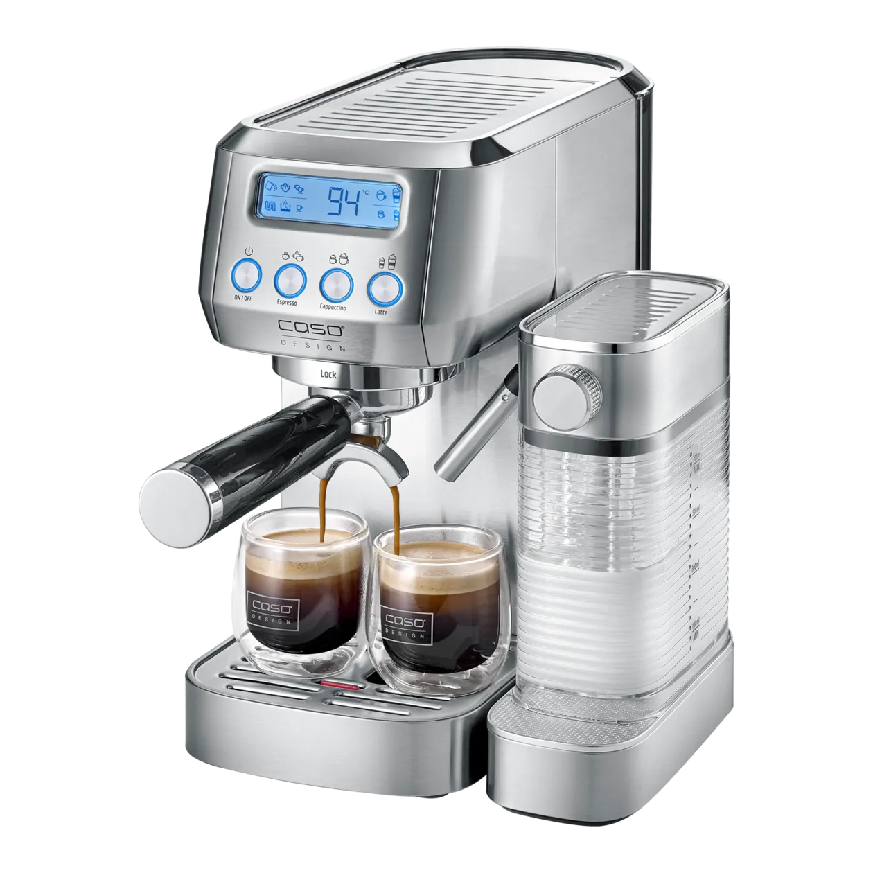 CASO Design Espresso Gourmet Latte Portafilter Machine, Stainless Steel