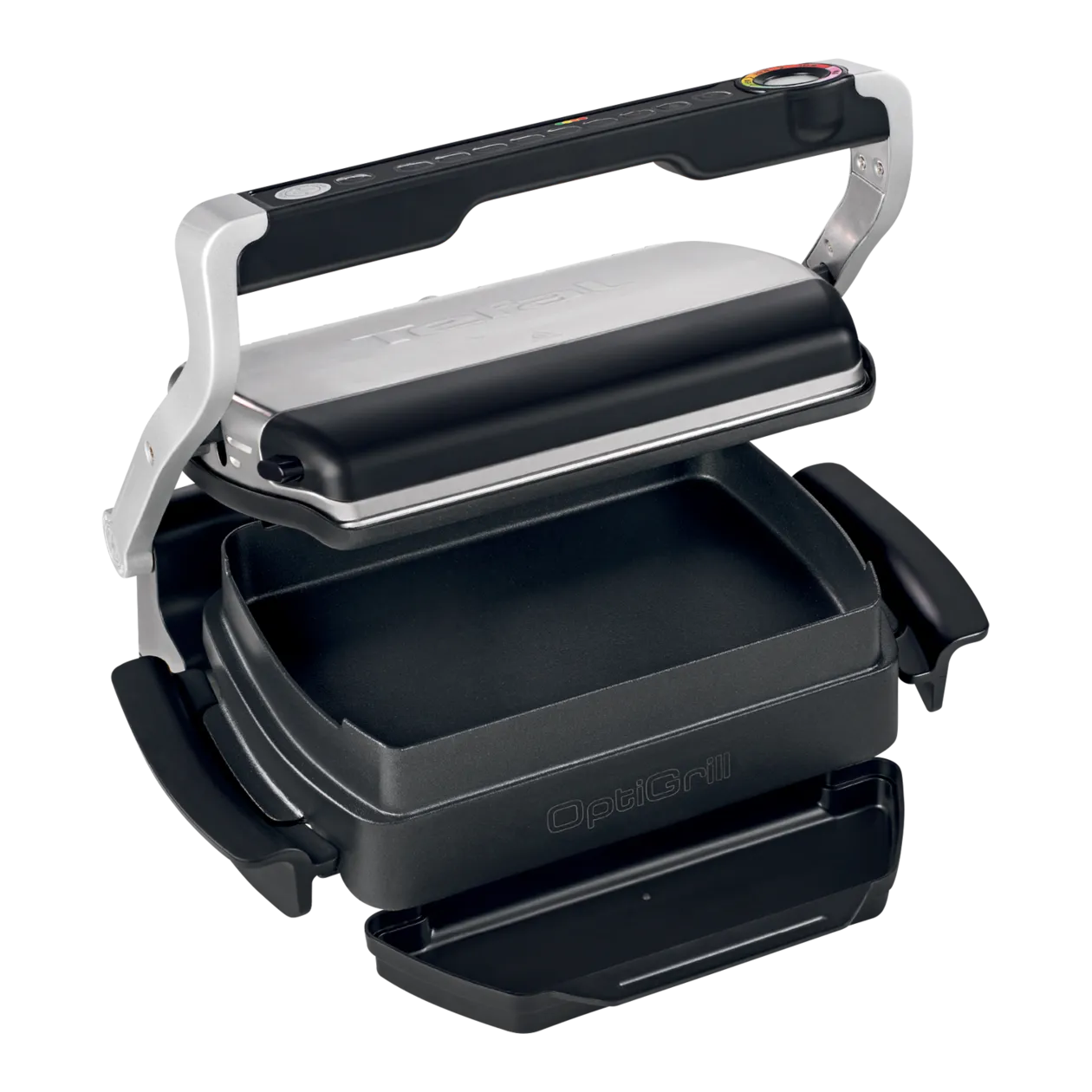 Tefal OptiGrill+ Snacking & Baking GC714D10 Gril de contact, argenté/noir