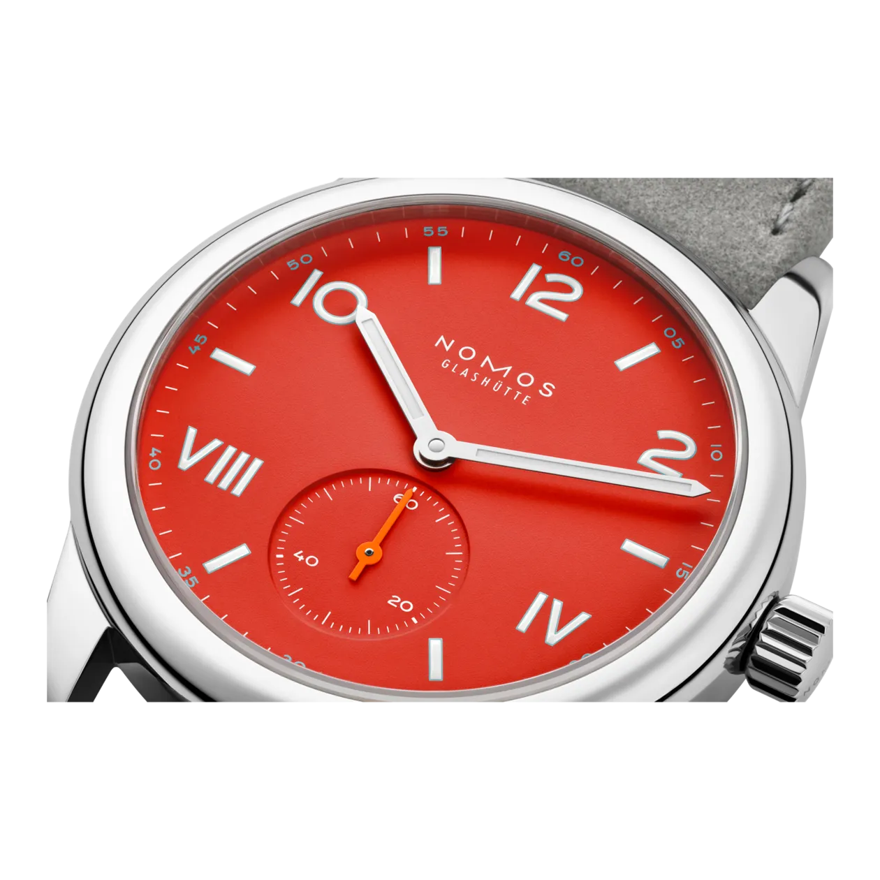 NOMOS Glashütte Club Campus 36 Nonstop Red Hand-Wound Watch, Red / Pebble Grey