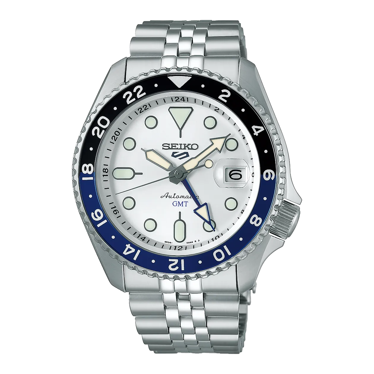 Seiko 5 Sports GMT SSK033K1 Automatikuhr, Silberfarben/Weiß