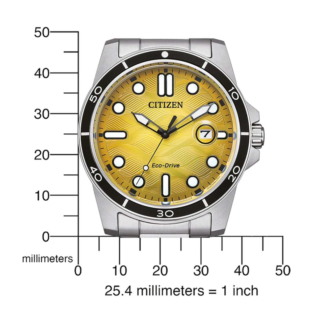 Citizen Eco-Drive AW1816-89X Solar Watch, Silver-Coloured / Yellow