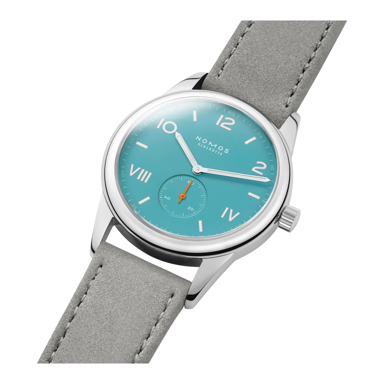 NOMOS Glashütte Club Campus 38 Endless Blue Hand-Wound Watch, Turquoise / Pebble Grey