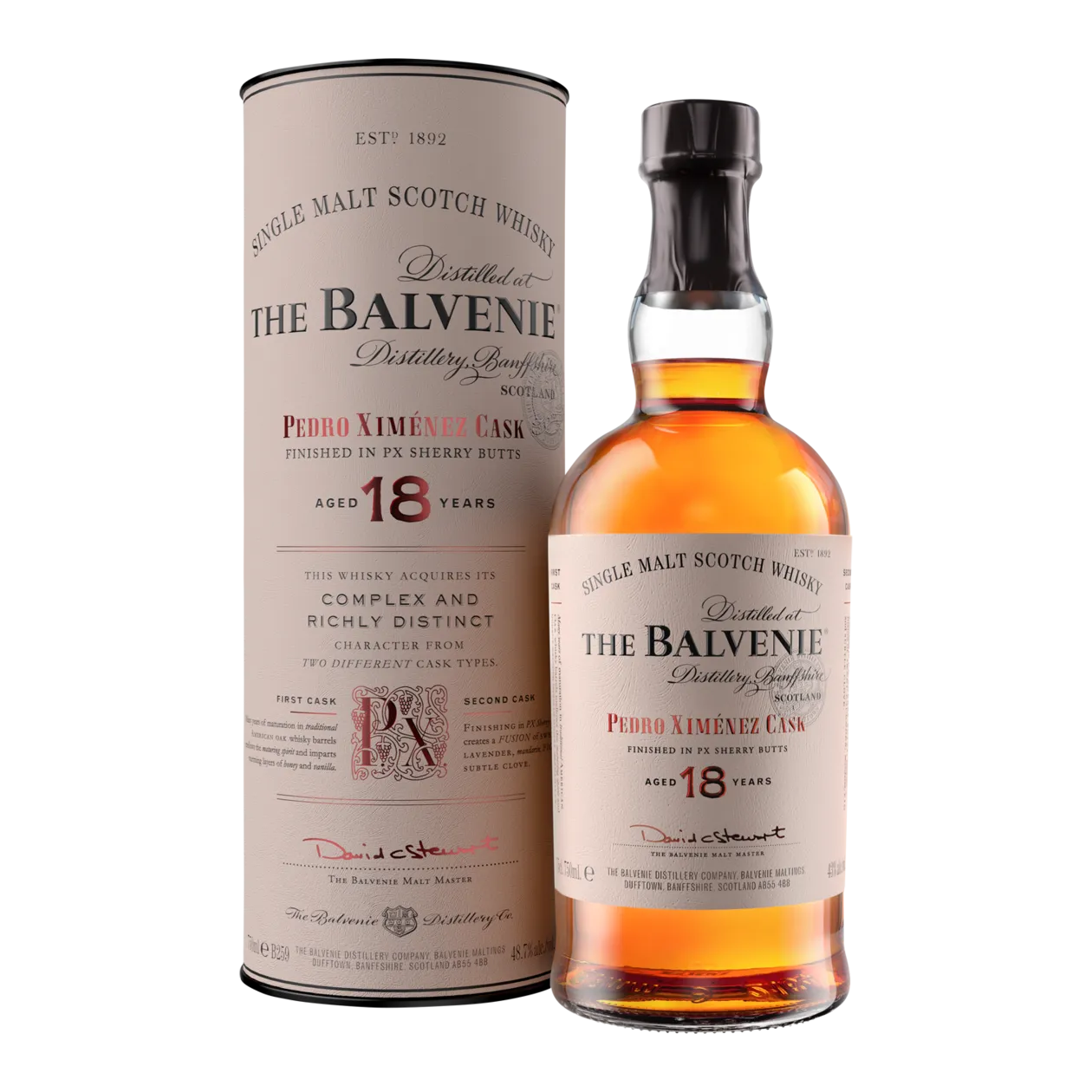 The Balvenie® Pedro Ximénez Cask 18 Years Single Malt Scotch Whisky, 0.7 l, 48.7% ABV., United Kingdom