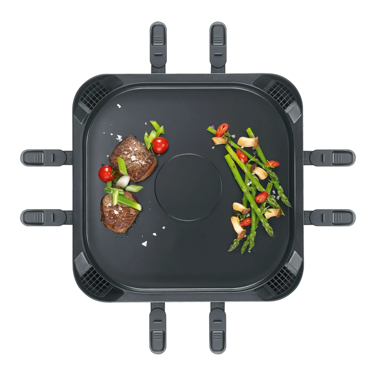 Severin Sevento rauchreduzierter Raclette-Grill, Schwarz/Silber