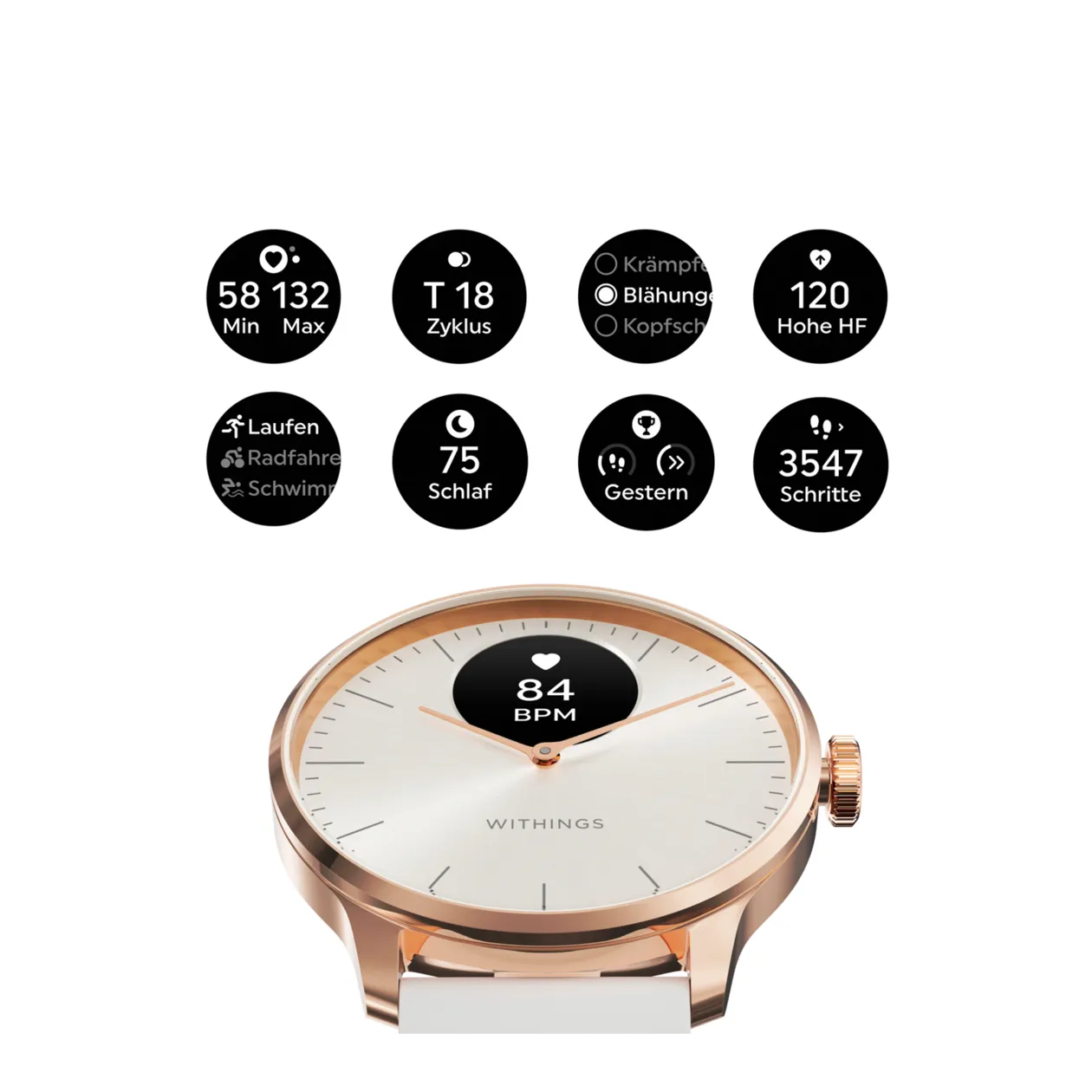 Withings ScanWatch Light Hybrid Smartwatch, Rose Gold